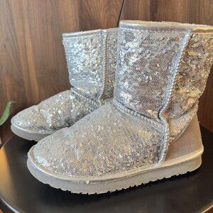 UGG Classic Short Sequin Cosmos Silver Boots